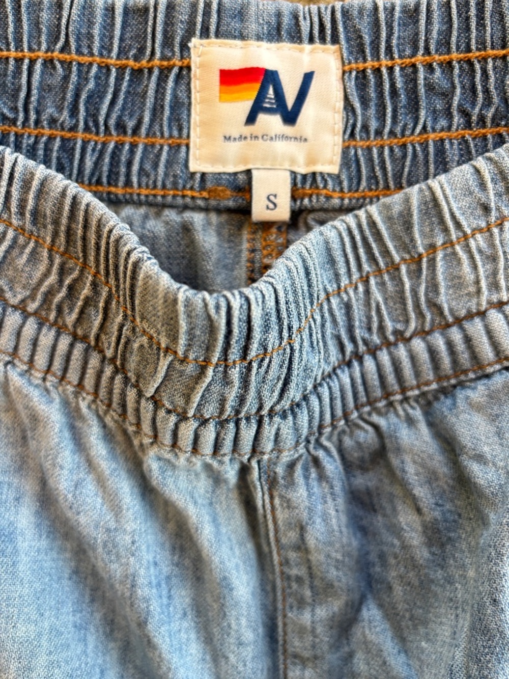 Aviator Nation Light Blue Chambray Athletic Shorts - Picture 3 of 4